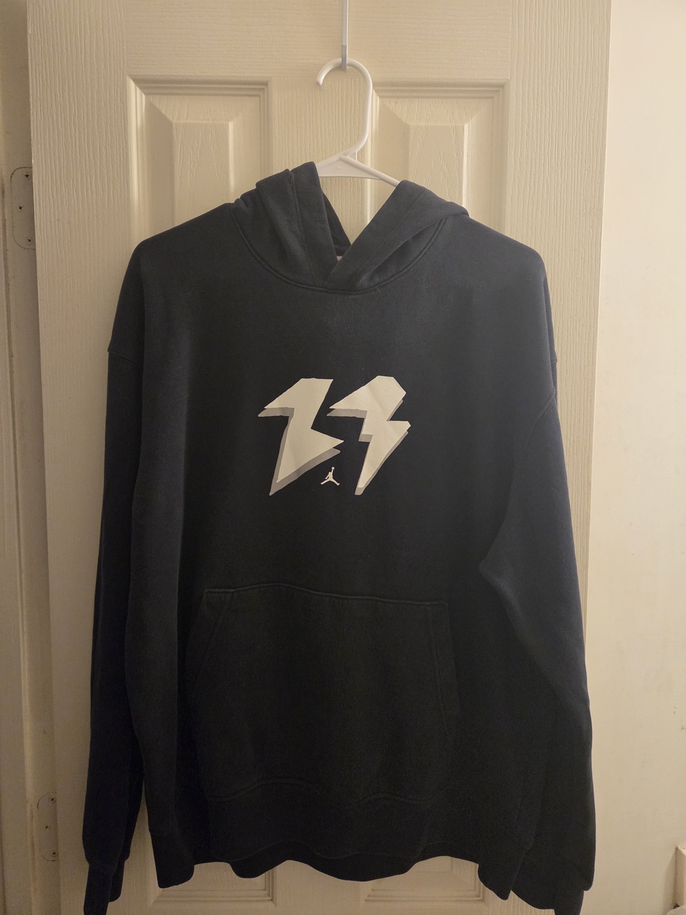 Jordan Black Crewneck Hoodie with White Lightning Logo